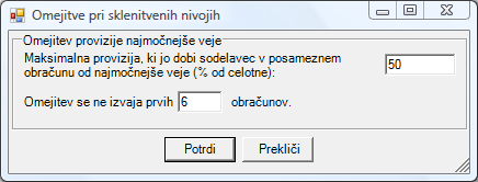 omejitve pri sklenitvenih nivojih