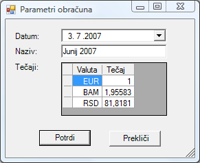 parametri obrauna