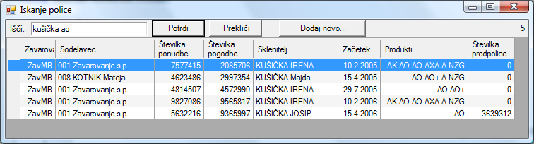 iskanje police