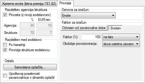 AO parametri za izračun provizije