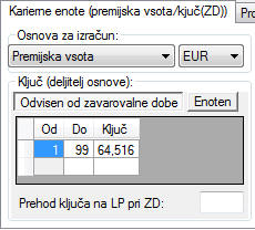 NZ - parametri tza izračun kariernih enot