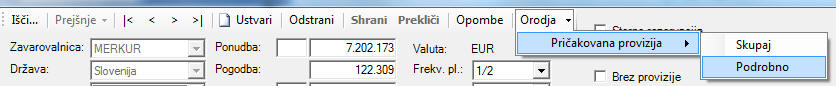 Pričakovana provizija - polica