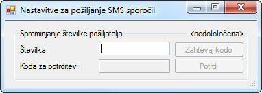 Nastavitve številke pošiljatelja SMS