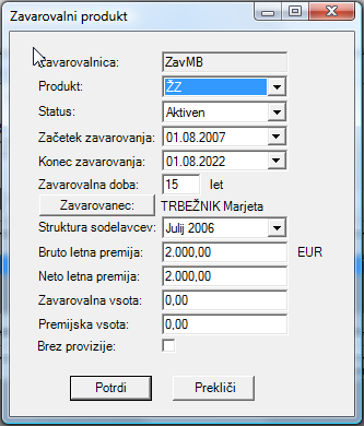 zavarovalni produkt