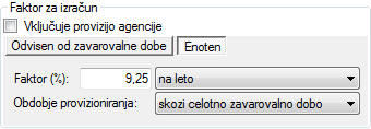 Faktor za izračun izhodne provizije - enoten