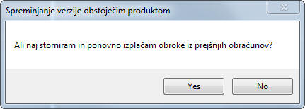 Spreminjanje verzije obstoječim produktom